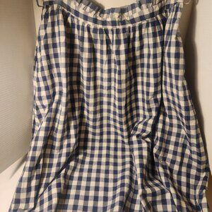 ASOS Blue & White Gingham Belted Midi Skirt Ruffled Waist Size US 14 UK 16